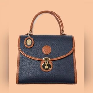 Vintage Classic Collection Dooney & Bourke Lookalike Navy Blue and Brown Handbag